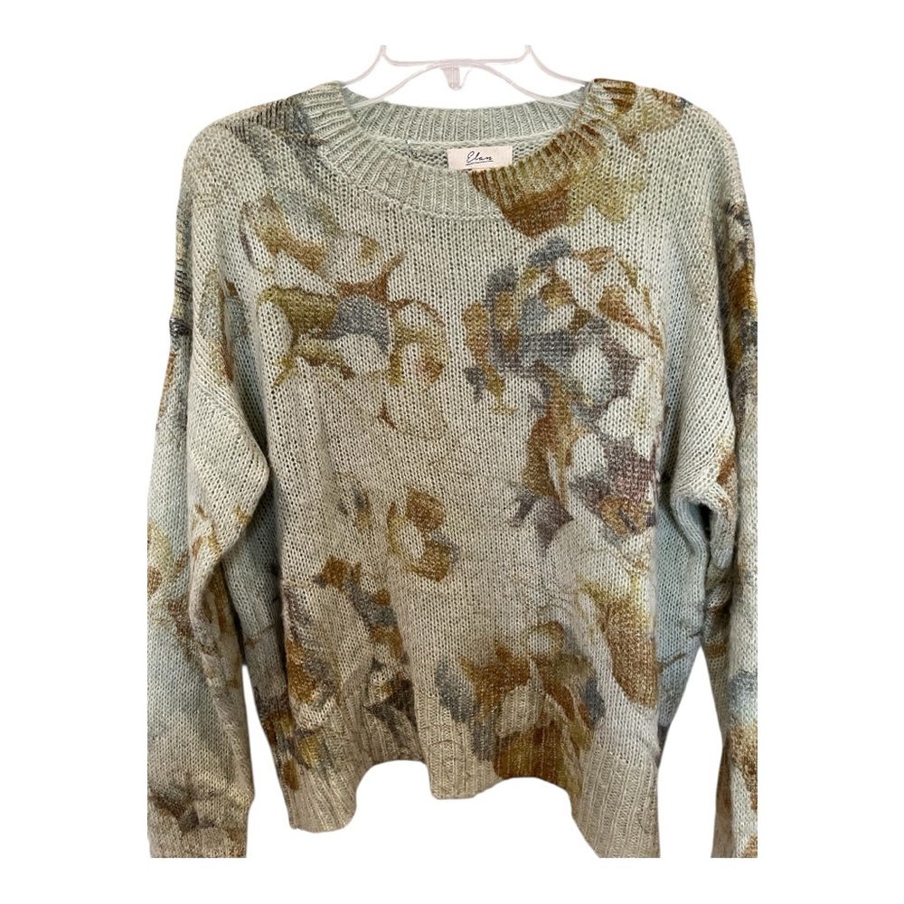 Elan Green and Brown soft romantic floral alpaca wool blend size medium